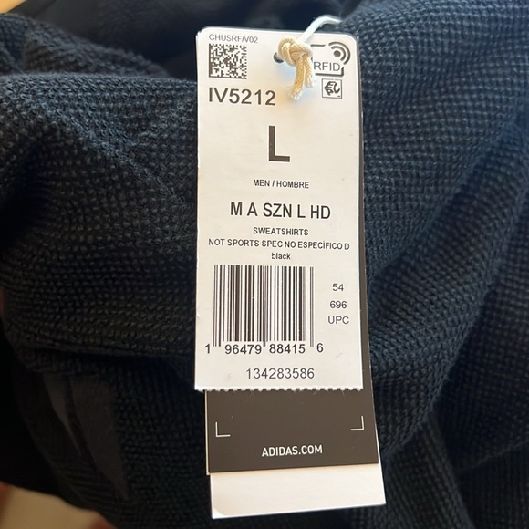 Adidas Men’s Elevated All Szn Terry Hooded Sweatshirt Size Large in Black NWT - Picture 10 of 10